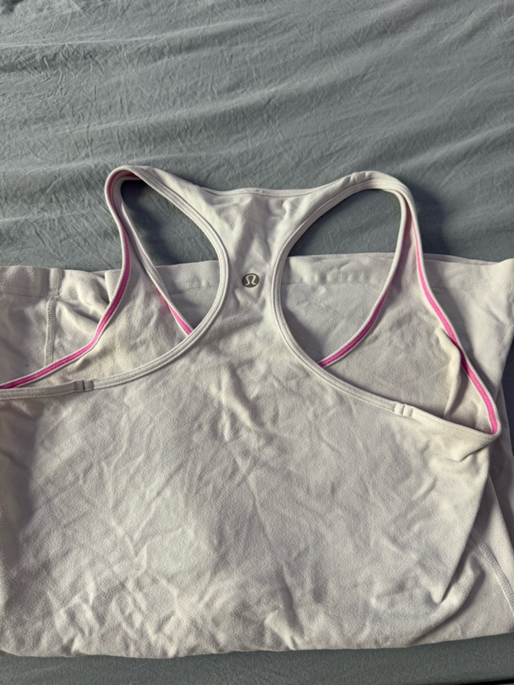 lululemon athletica White Racerback Tank with Pink Trim